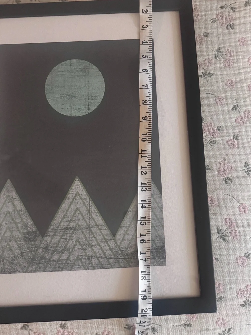 West Elm Mint Green Mountain & Moon Framed Art